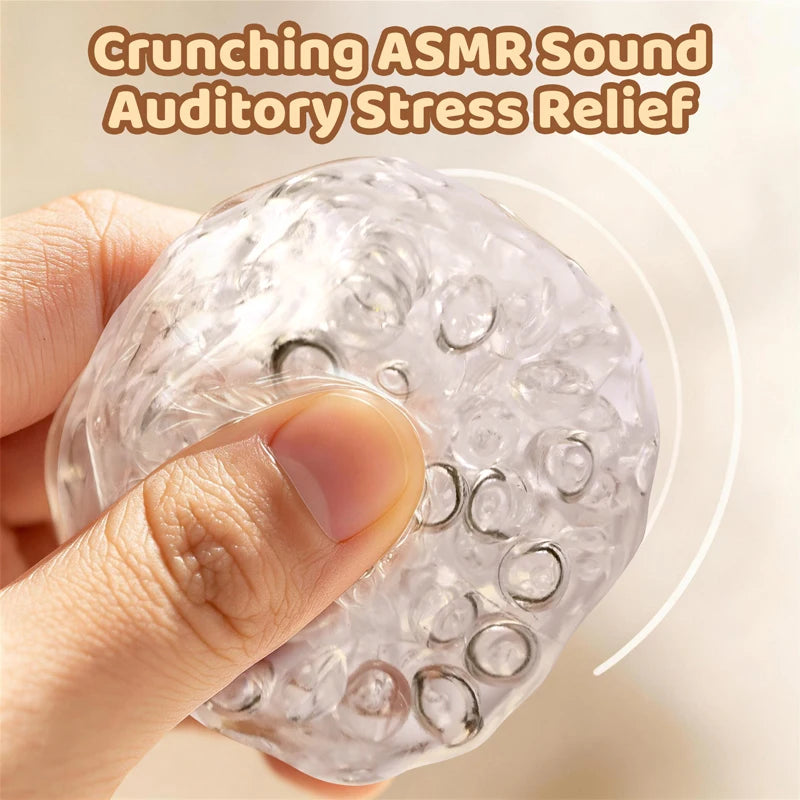 ASMR Crunch Squishy Ball Clear Ice Bead Squeeze Fidget Toy Super Soft Mochi Sensory Stress Relief Squeezing Ball Anti‑Stress Toy