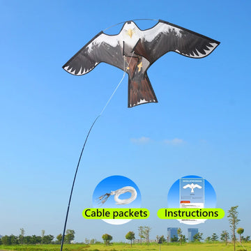 1.2m Simulated Bird Repellent Eagle - White Head + 2m Threaded Kite, Scary Bird Simulated Eagle for Farmland and Orchard