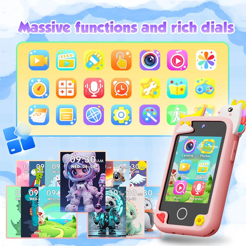 Kids Smart Phone Camera Toy Phone 40+ Games Touch Screen Learning Toy For 3-12 Year Old Boys Girls MP3 Player Birthday Gifts