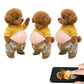 2026 3D Teddy Dog Belly Sticker - Cute puppy wearing orange outfit with soft pink background, silicone self-adhesive