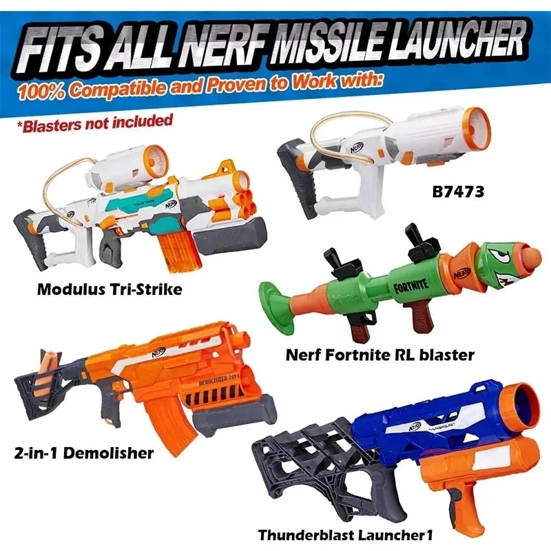 Foam Mega-Missile Refill Pack Toy Bullets Accessories Compatible for Nerf Rocket N-Strike Elite Series Missile Blaster Launcher