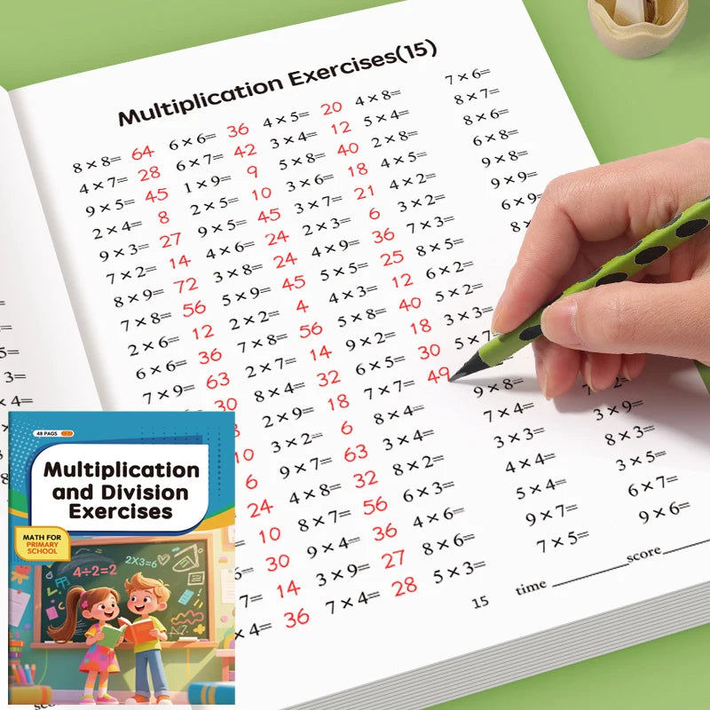 Practice Questions for Multiplication Division Specialized Training Mathematics, Math Workbook, Early Education Toys