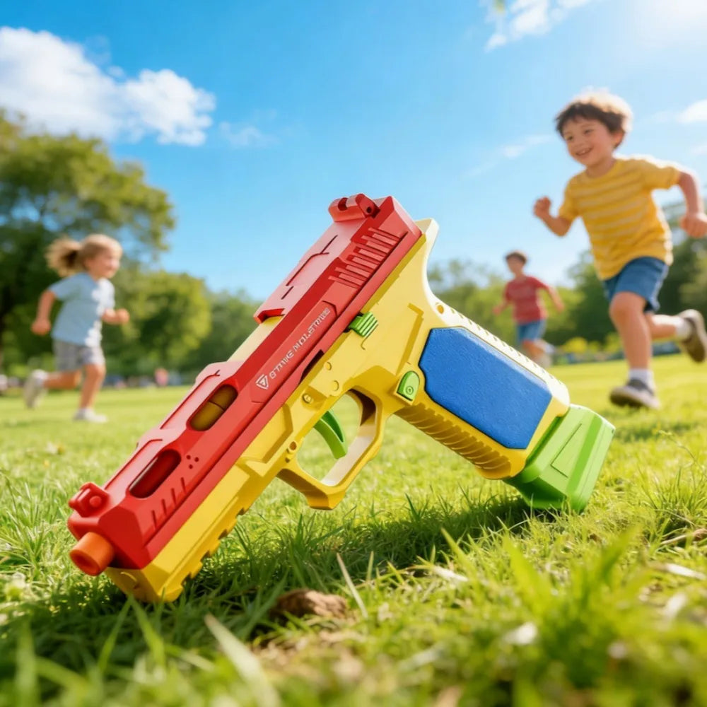 Continuous Firing Building Block Toy Gun Shell Throwing  Airsoft Blowback Empty Hanging Pistol Outdoor CS Weapon for Boys Adult