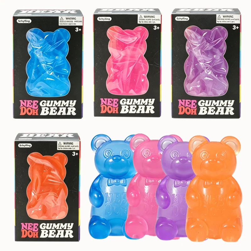 Schylling Transparent Jelly Needoh Gummy Bear Fidget Sensory Toy TPR Non-toxic Relieve Tension Soothe Mood Autism Calming Toy
