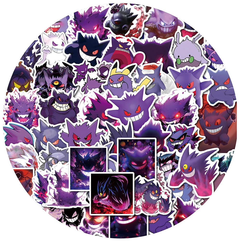 50PCS Pokemon Gengar Stickers DIY Skateboard Phone Laptop Motorcycle Waterproof PVC Kids Toy Decals