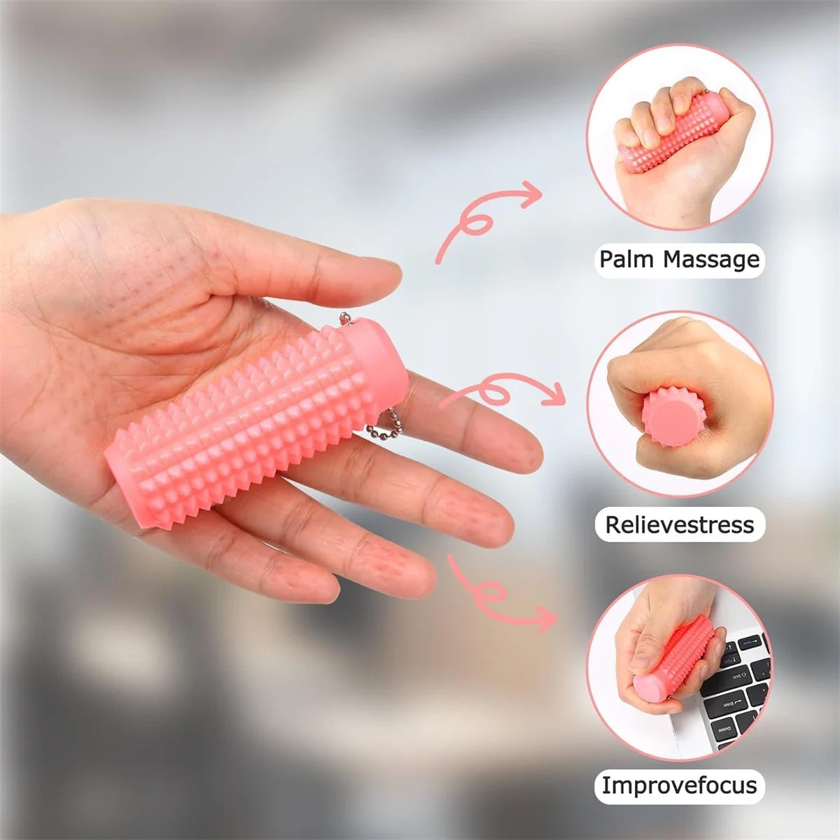 Pain Stim Fidget Toys Reduce Stress Roller for Adults Spiky Fidget Keychain for Anxiety Sensory Toys Novelty Gifts for Friends
