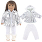 Silver Down Jacket Clothes Set For 18 Inches American Dolls Warm Coat Pants Suit For 43CM Baby New Bron&OG Girl,Russia DIY Dolls