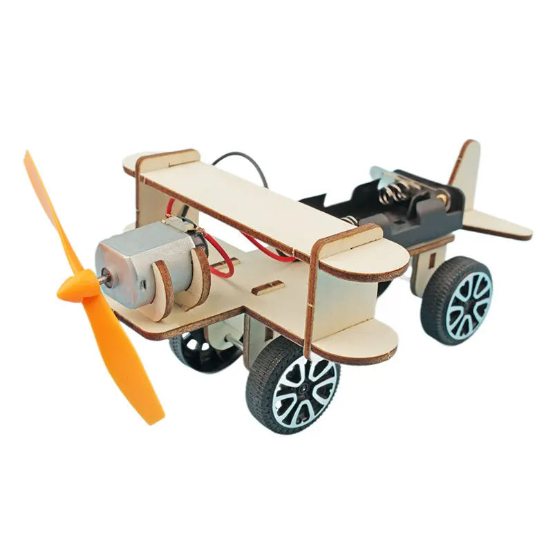 DIY Electric Glider Plane Assemble Kit Precut Wood Parts Science Experiment Toy Learn Aerodynamic & Motor Circuit Knowledge