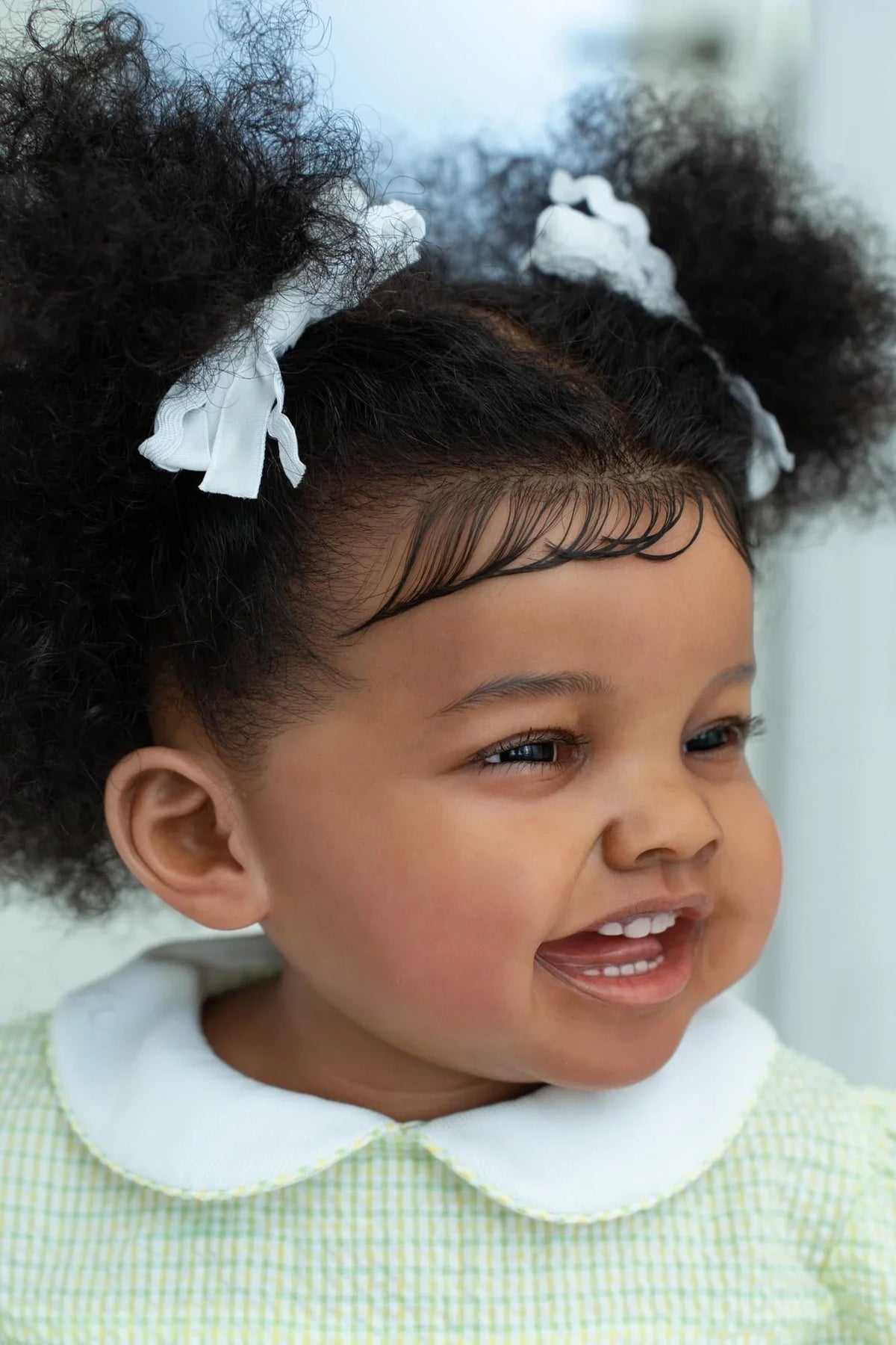 NPK 24inch Mila Dark Brown Skin Reborn Toddler Girl Doll Happy Baby Rooted Hair High Quality Collectible Art Doll