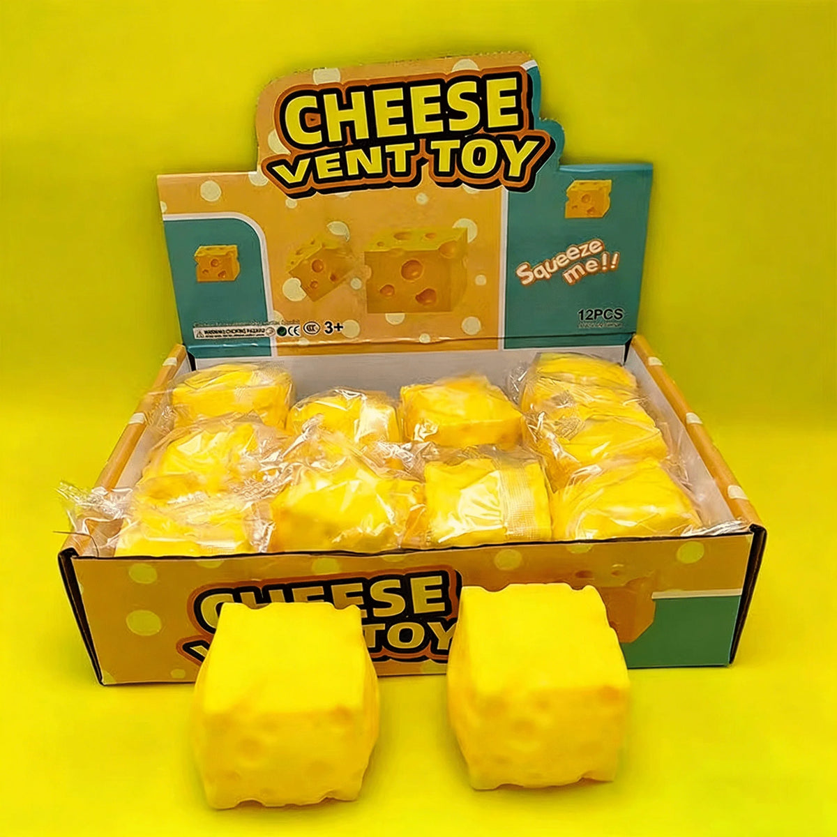 Portable Cheese Squeeze Toy Fidget Stress Relief Squishy Ball Slow Rebound for Desk Decor Decompression Toy for Kids Adults Gift