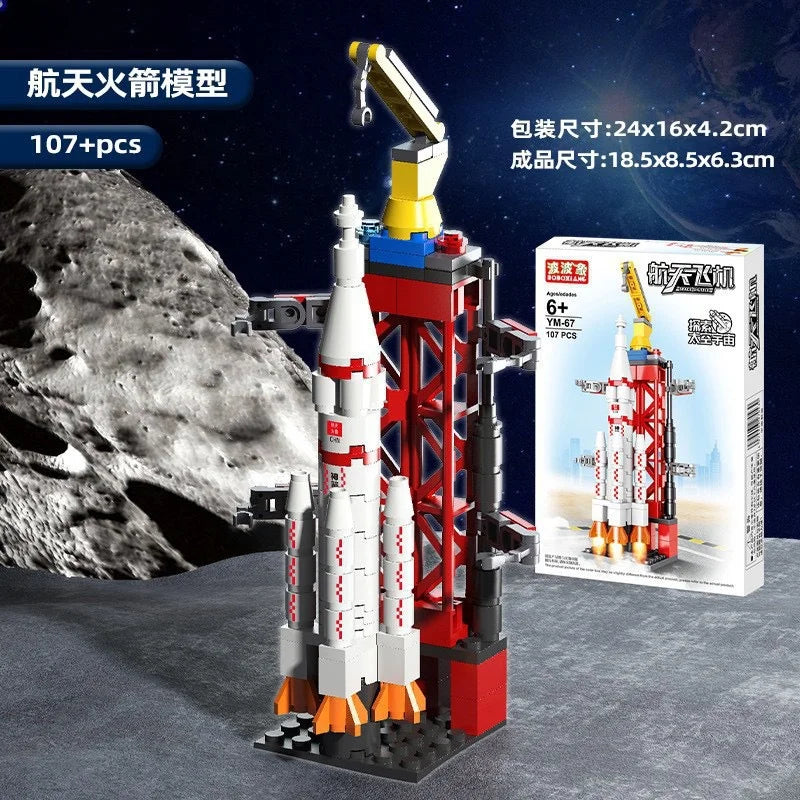 Space Rocket Building Blocks Set STEM Educational DIY Puzzle 3D Assembly Model Construction Toy for Kids Boys Girls School Gift
