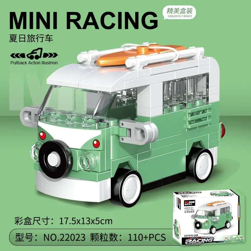 Racing Car Bus Engineering Vehicle Ambulance Pull Back Model Building Blocks Brick Toys Children Boys Birthday Gift Brick