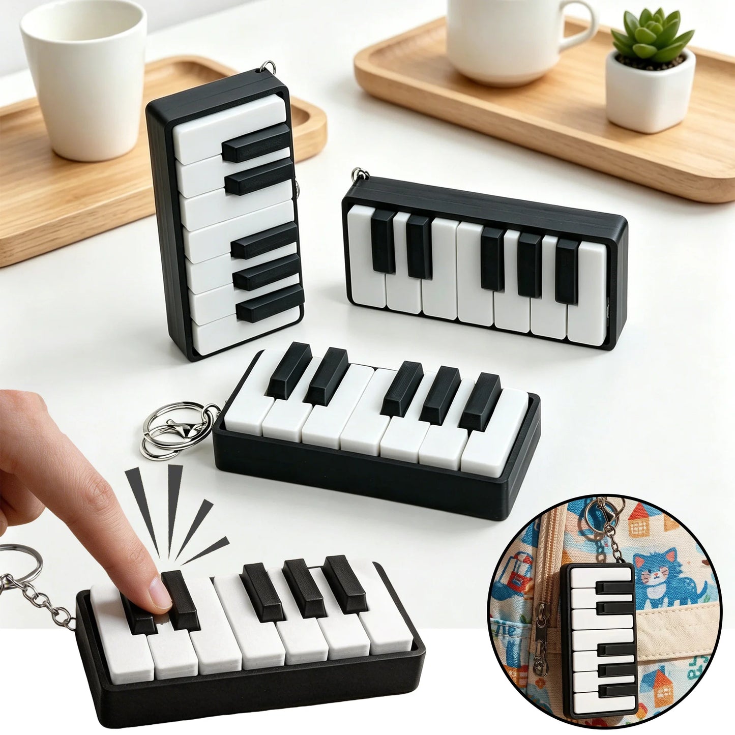 3D Printed Piano Key Pendant Pressure Relief Toys Birthday Gifts Mini Portable Hanging Ornaments Fidgets Toys Kid Fidget Spinner