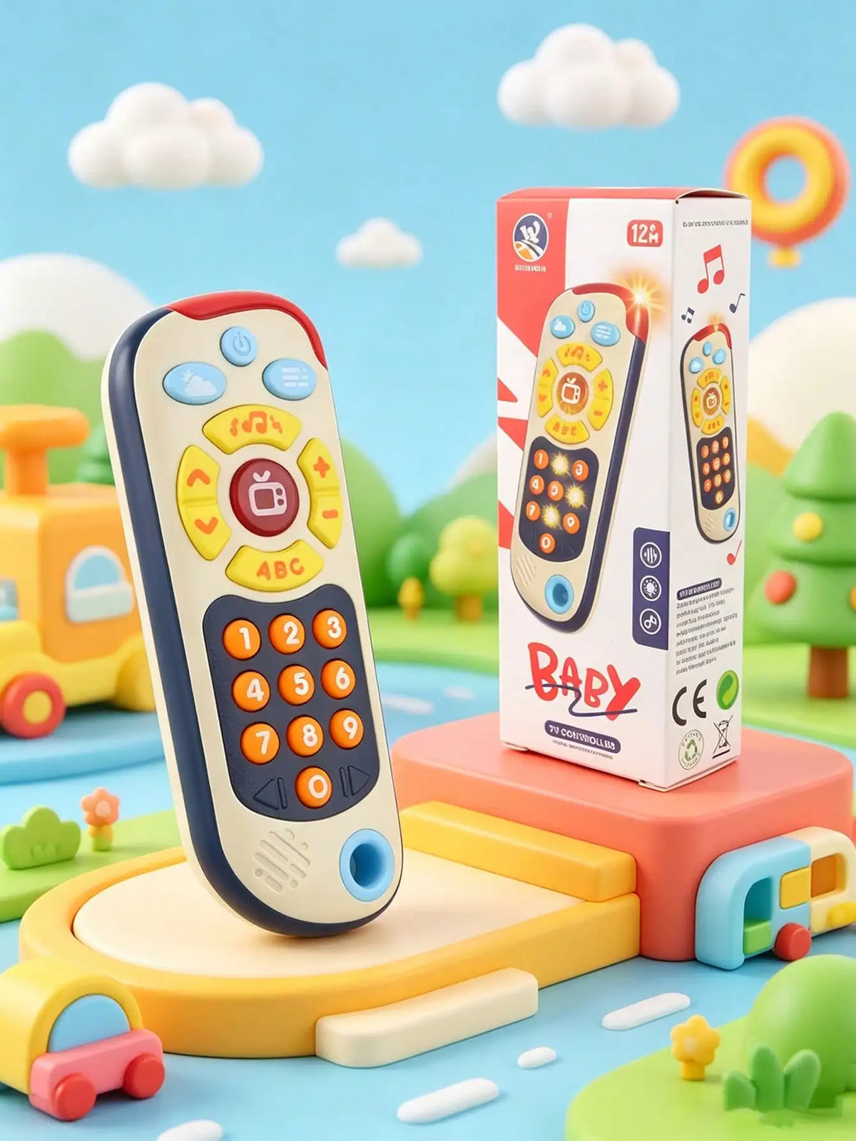 1Pcs Baby Tv Remote Control Toy with Light & Musical Sound, Multifunctional Early Educational Number Learning Pretend Play Toy