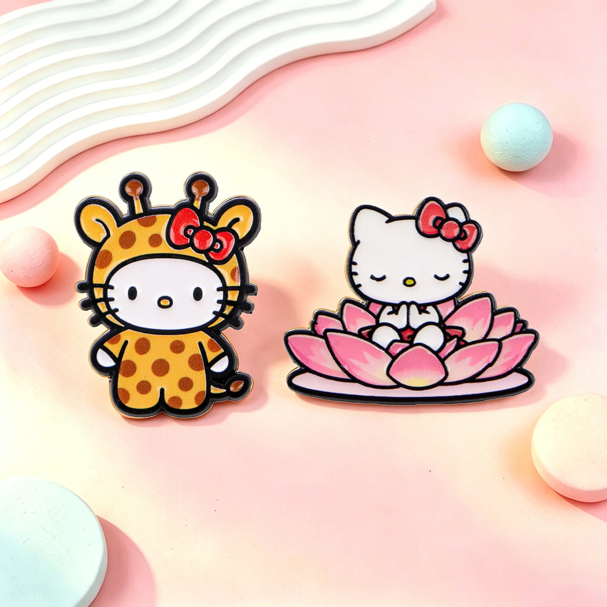Kawaii Giraffe Enamel Pins Lotus Brooches Badges for Backpacks Jackets Hats Retro Collection Gifts Cosplay Accessories