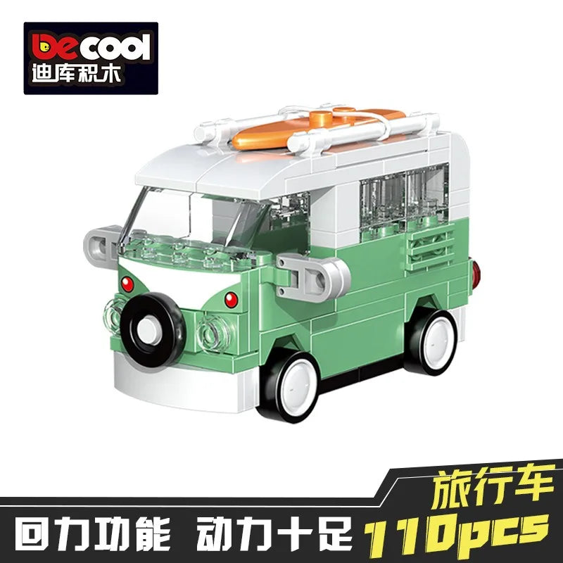 Racing Car Bus Engineering Vehicle Ambulance Pull Back Model Building Blocks Brick Toys Children Boys Birthday Gift Brick