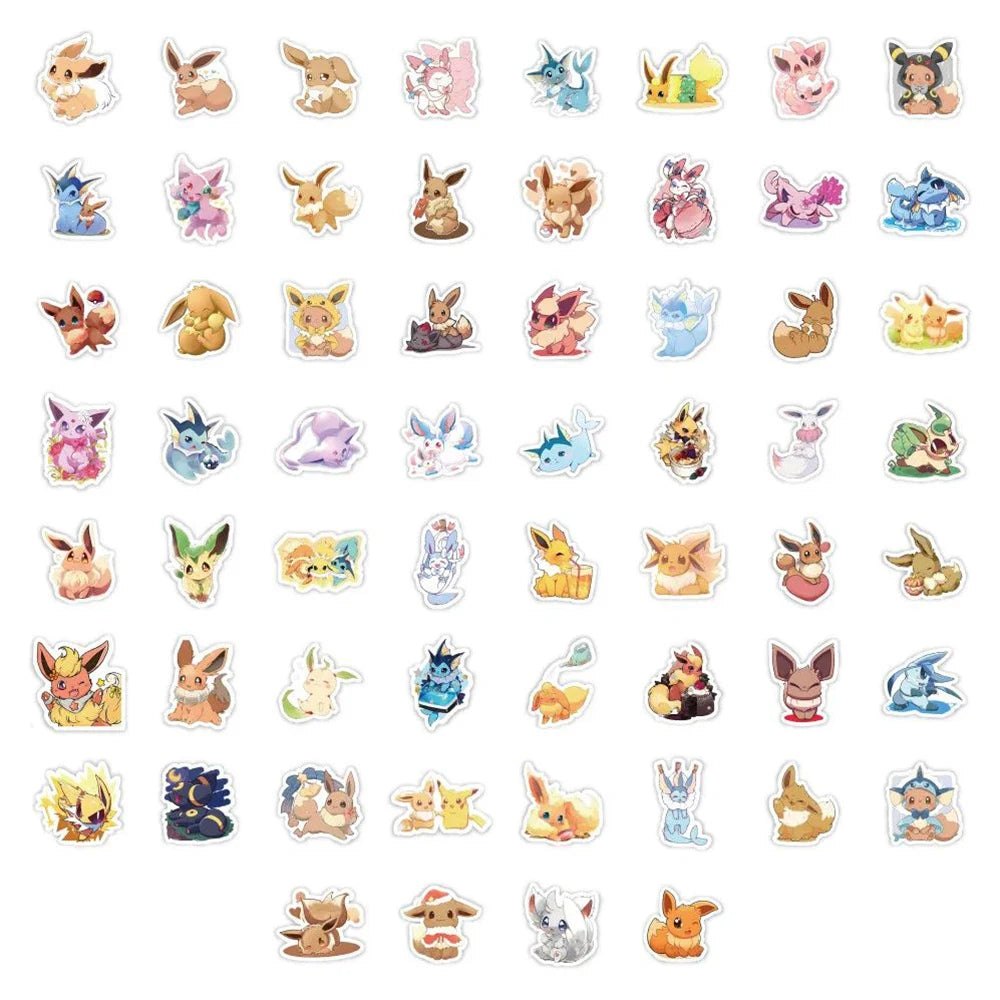 10/30/60pcs Cute Cartoon Pokemon Eevee Stickers Anime Decal Toys Graffiti Laptop Scrapbook Phone Waterproof Kawaii Sticker Gifts