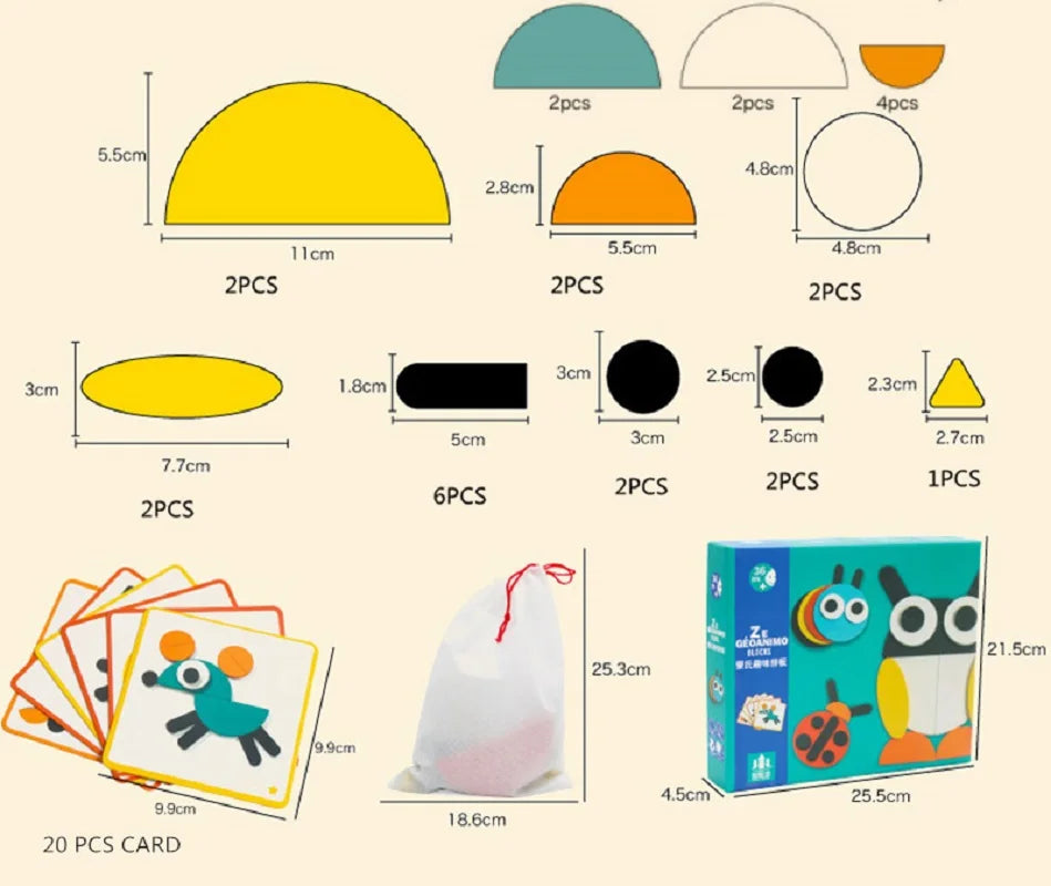 155 Pcs Shape Creative Wooden Puzzle Children's Puzzle Early Education Tangram Toys