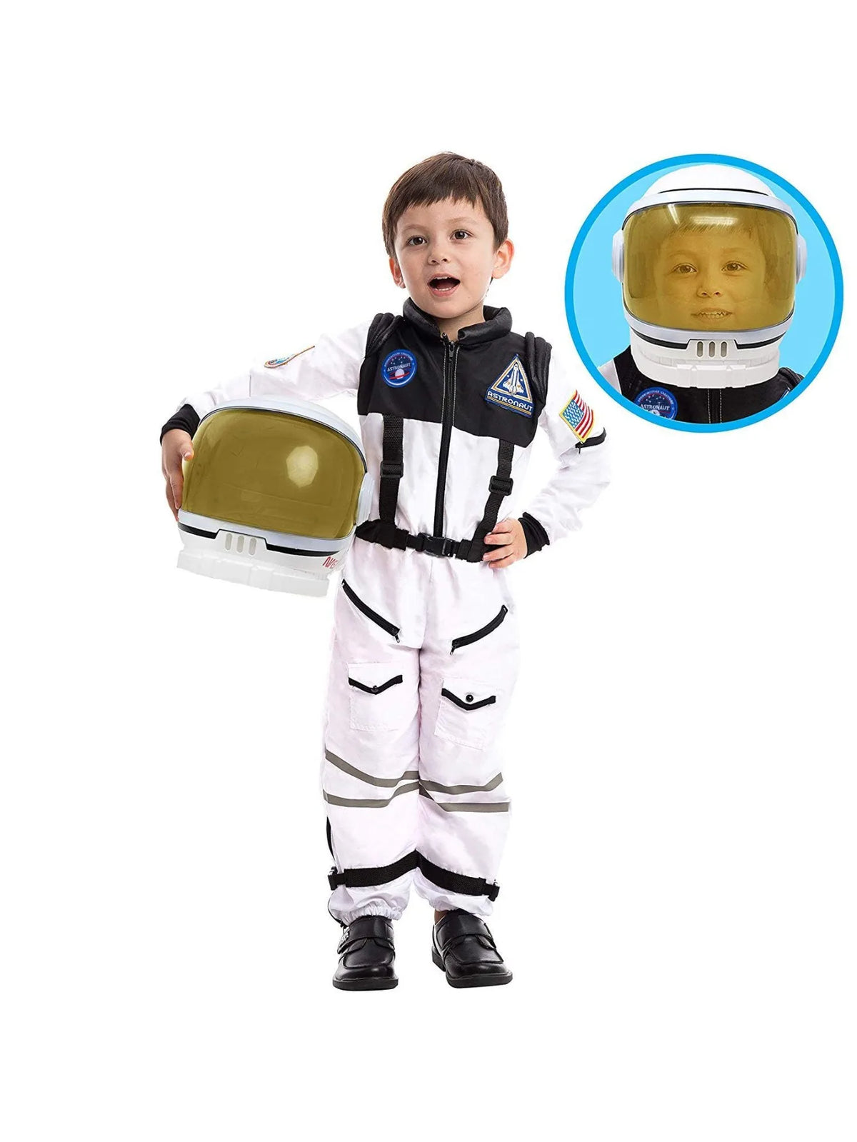 Astronaut Costume with Helmet Space Suit for Toddler, Kids Astronaut Halloween Costume for Cosplay