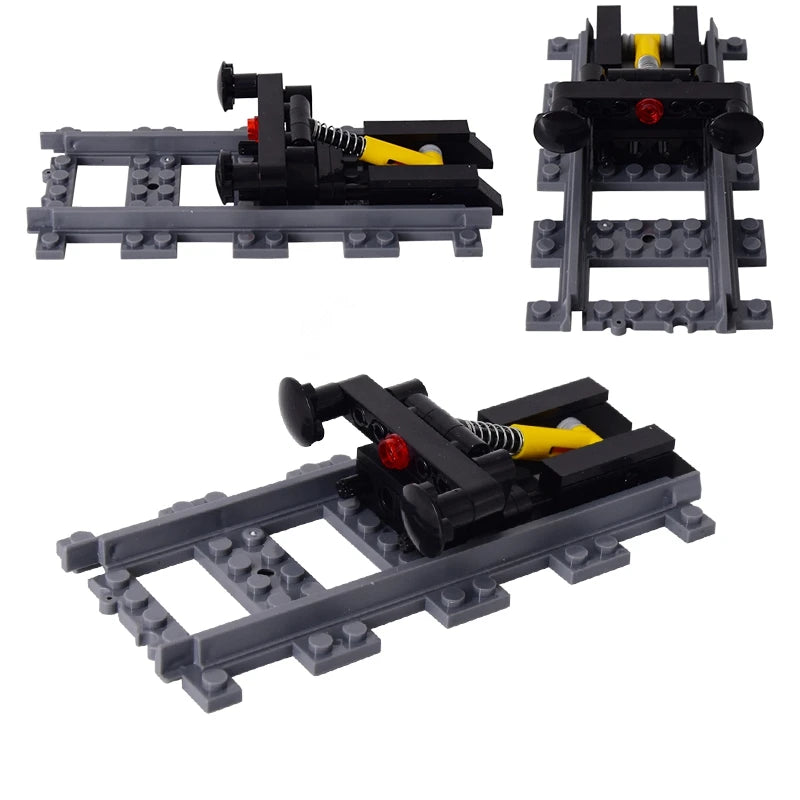 City Trains Flexible Tracks Forked Straight Curved Soft Rails Track Switch Building Block Bricks Kids DIY Technical Creative Toy