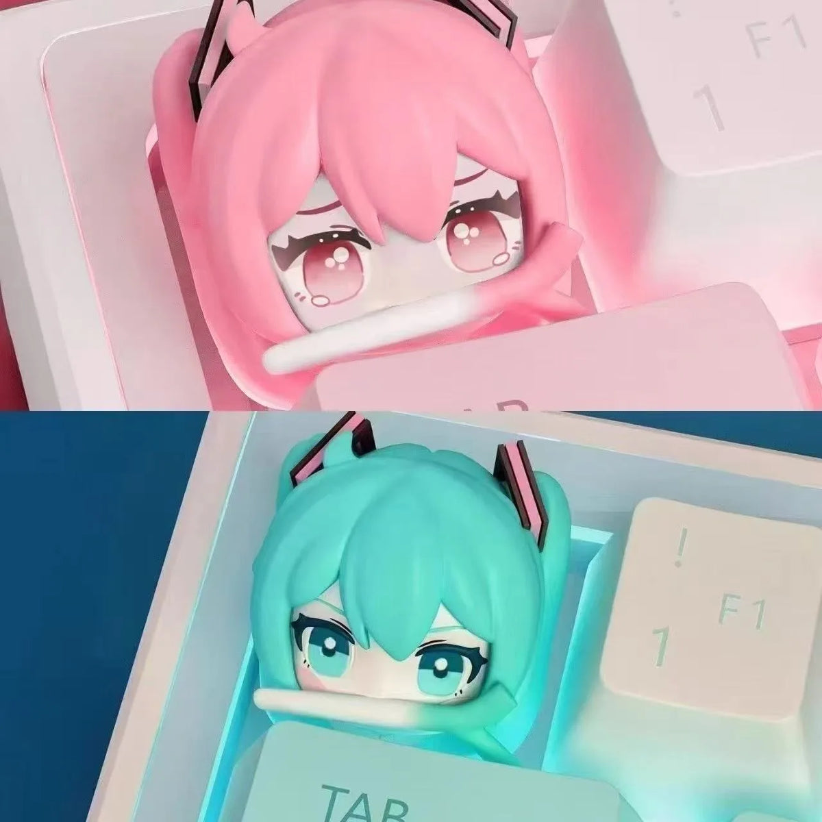 Hot Hatsune Miku DIY Keycaps Anime Personality Cross Axis PBT Mechanical Keyboard Keycap Cartoon Resin Keycaps Decoration Gifts