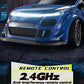 1:24 Scale 4WD Drift RC Car 2.4G Remote Pearl Finish Large Tail Fin Replaceable Racing Drift Wheel Front Rear LED Light Toy Car