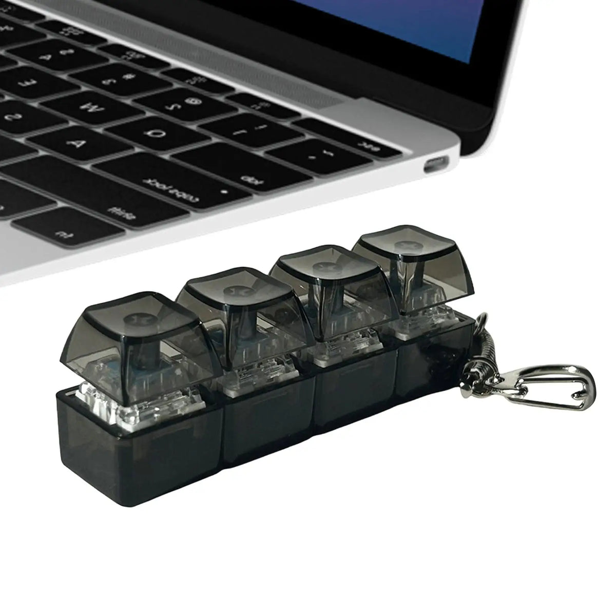 LED Keyboard Keychain Fidget Toys Crystal Clicker Sensory Toy for Stress Relief Keyboard Keychain Fidget Gadget for Adults Kids