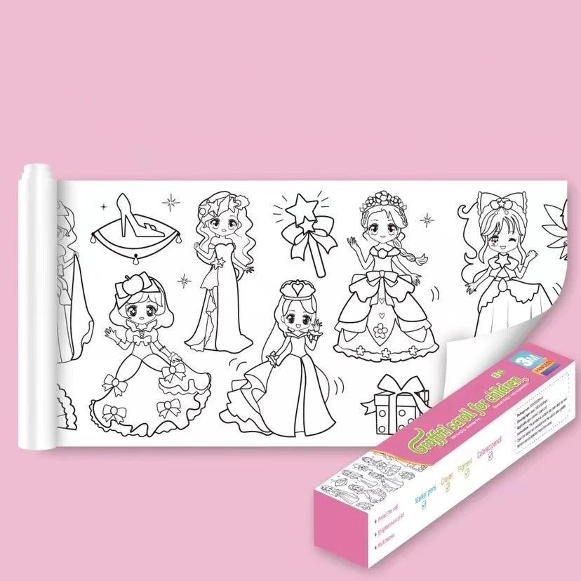 Children's Drawing Roll DIY Coloring Paper Roll Color Filling Paper Graffiti Scroll Paper-cut for Kids Painting Educational Toys
