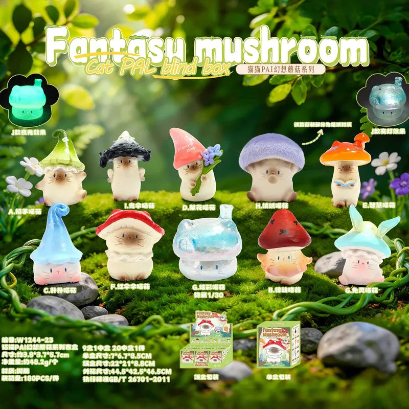 Genuine Cat PAI Fantasy Mushroom Series Blind Box Desktop Ornaments For Friends' Birthday Christmas Gifts