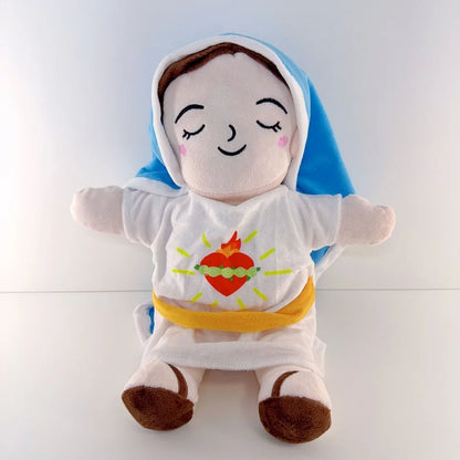 Maria Children Music Soothing Breathing Doll Jesus Plush Toys Sleep Companion Toy Sound and Light Dolls Christmas Birthday Gift
