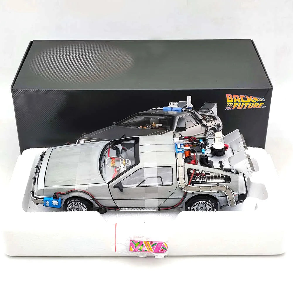HW 1:18 for Elite Back To The Future Time Machine Ultimate Edition BCJ97 Diecast Models Car Toys Collection Christmas Auto Gift