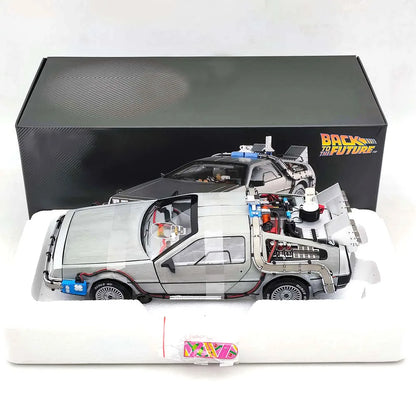 HW 1:18 for Elite Back To The Future Time Machine Ultimate Edition BCJ97 Diecast Models Car Toys Collection Christmas Auto Gift