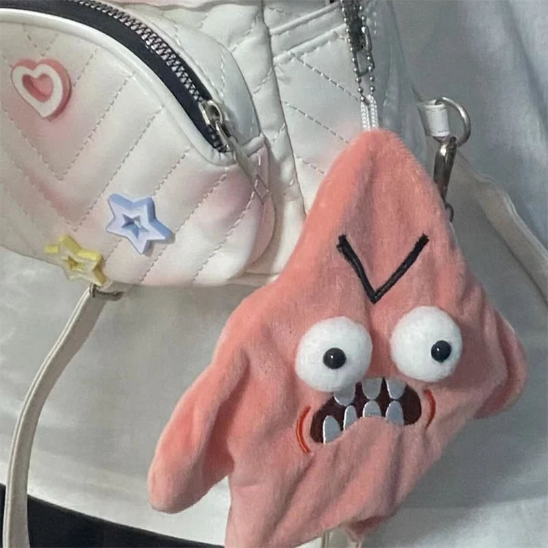 Moving Angry Jumping Star Plush Toy Book Bag Keychain Doll Expression Star Plush Soft Kawaii Children Toy Gift