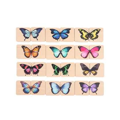 Wooden Visual Perception Color Shape Butterfly Puzzle Educational Toy With Storage Box, Gift for Children