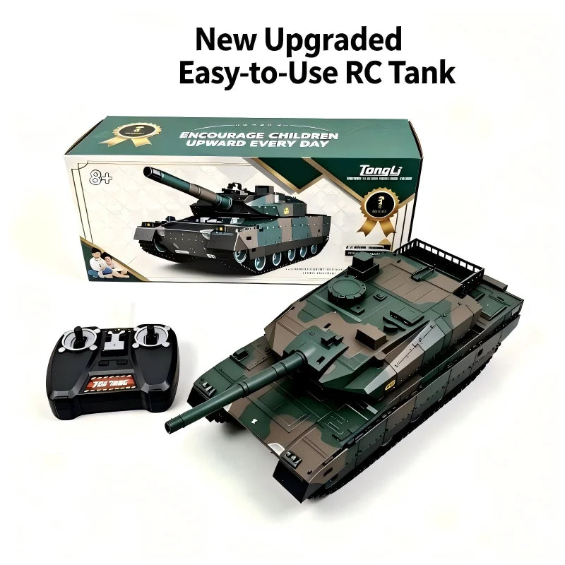 TONGLI Large RC Battle Tank Tracked Off-Road Vehicle, Rechargeable Battery, Multi-Channel Control, Turret Rotation & Elevation, Realistic Sound & Light Effects, All-Terrain Driving, Battle Interaction, Indoor & Outdoor Use, G