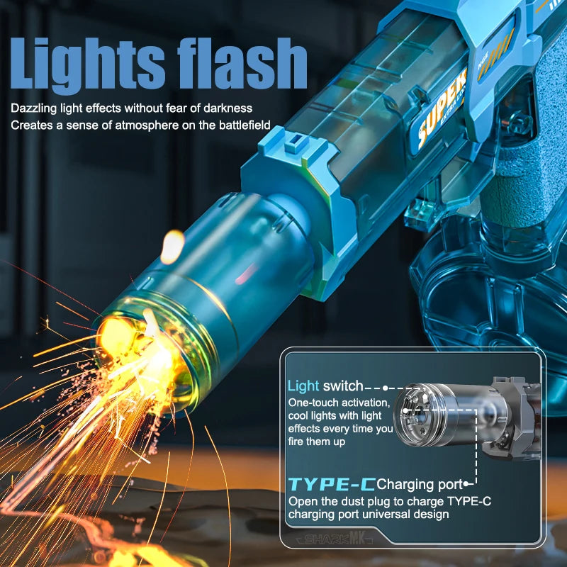 Blasting Lights Are Linked To The Chamber Electric Water Guns Toys for Kids Automatic Water Pistol Children Summer Outdoor Toy