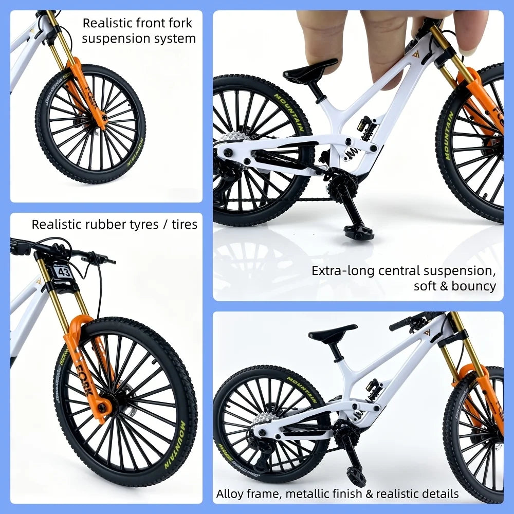 1:8 Scale Die-Cast Alloy Downhill MTB Mini Model Full Suspension Bike Collectible Desktop Decor Gift For Cycling Hobby Fans
