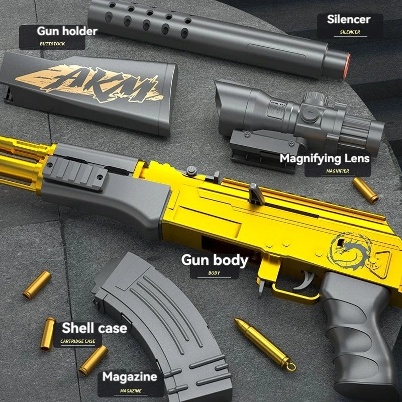 AK47 Soft Bullet Shell Ejecting Manual Toy Guns Rifle Sniper Airsoft Weapons Launcher Shooting Toys for Boys Adults CS Fighting