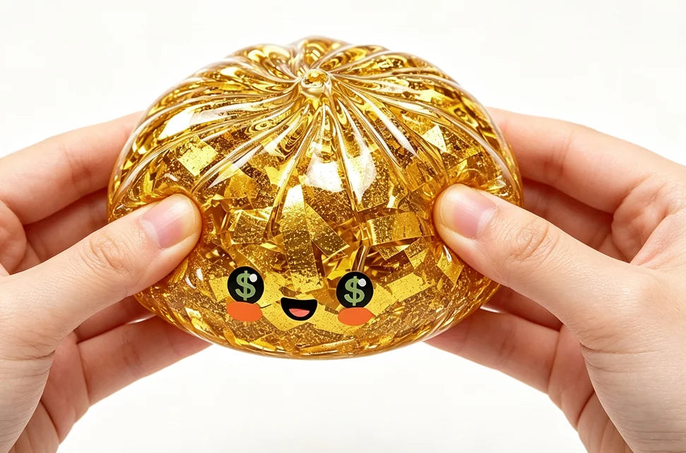 1/2pcs Cute Golden Steamed Bun Squishy Fidget Toy, Sparkly Gold Flakes, Soft  Squeezable Anti-Anxiety Sensory Toy, Stress Relief