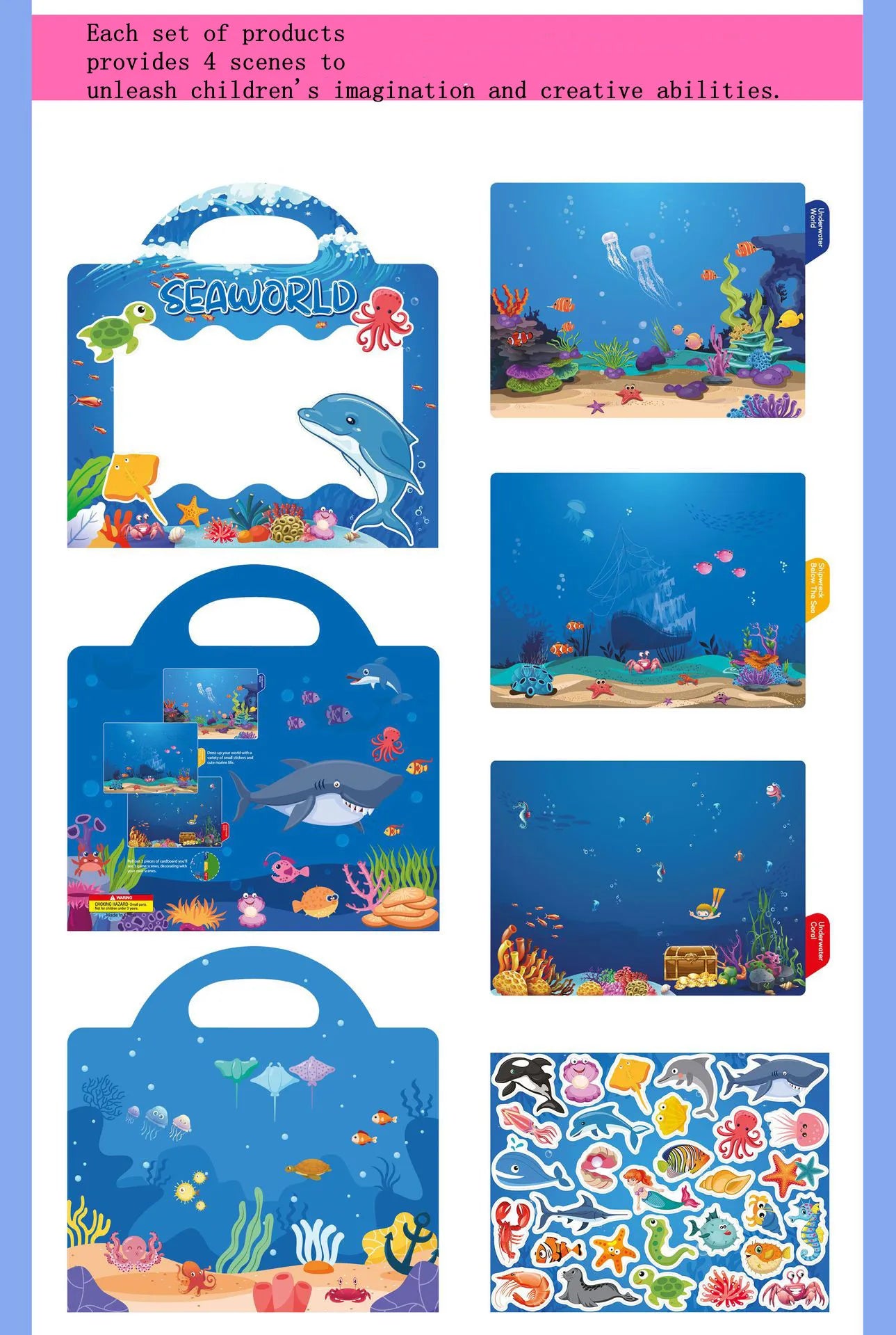 New Children Reusable Scene Cute Stickers DIY Puzzle Sticker Games Books Cartoon Animal Learning Cognition Toys For Kids Gift