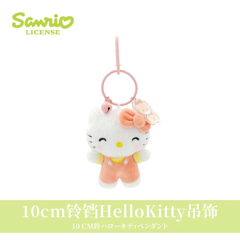 10cm Sanrio My Melody Kuromi Cinnamoroll Hello Kitty Hangyodon Purin Dog Bell Plush Toy Anime Stuffed Animals Keychains Pendant