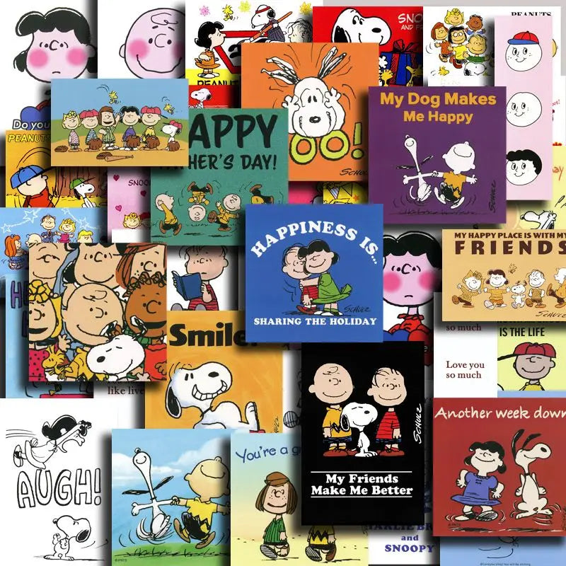 44pcs Snoopy Woodstock Lucy Van Pelt animation peripheral cartoon cute stickers creative diy decoration waterproof sticker toys
