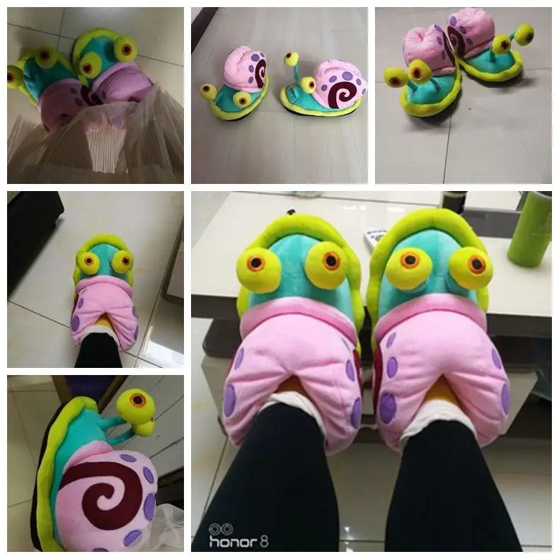 Plush SpongeBob SquarePants Cotton Shoes Snail Bags Heels Cute Home Slippers SpongeBob SquarePants Snail Boots Plush Gift