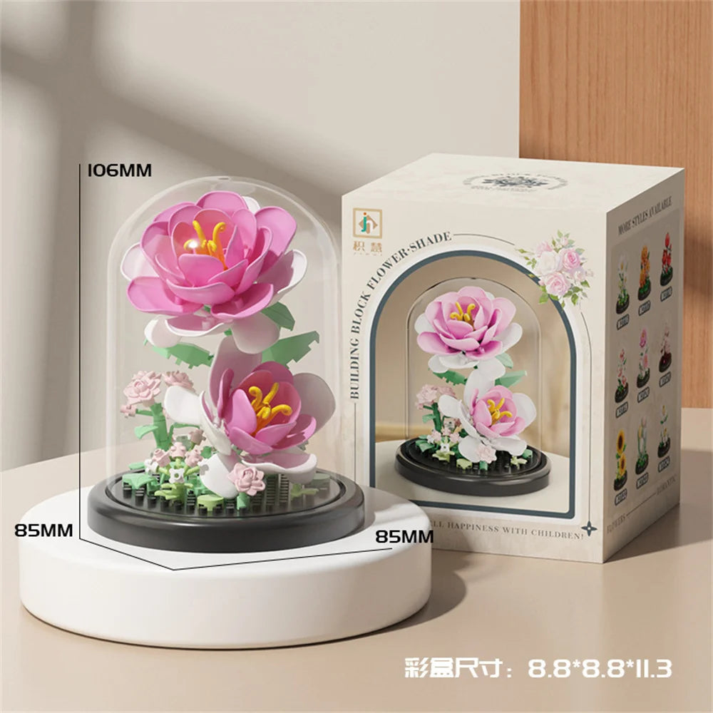 Eternal Flower Bouquet Bonsai Potted Plant Micro Building Blocks Model Home Decoration Toy For Kid Birthday Gift
