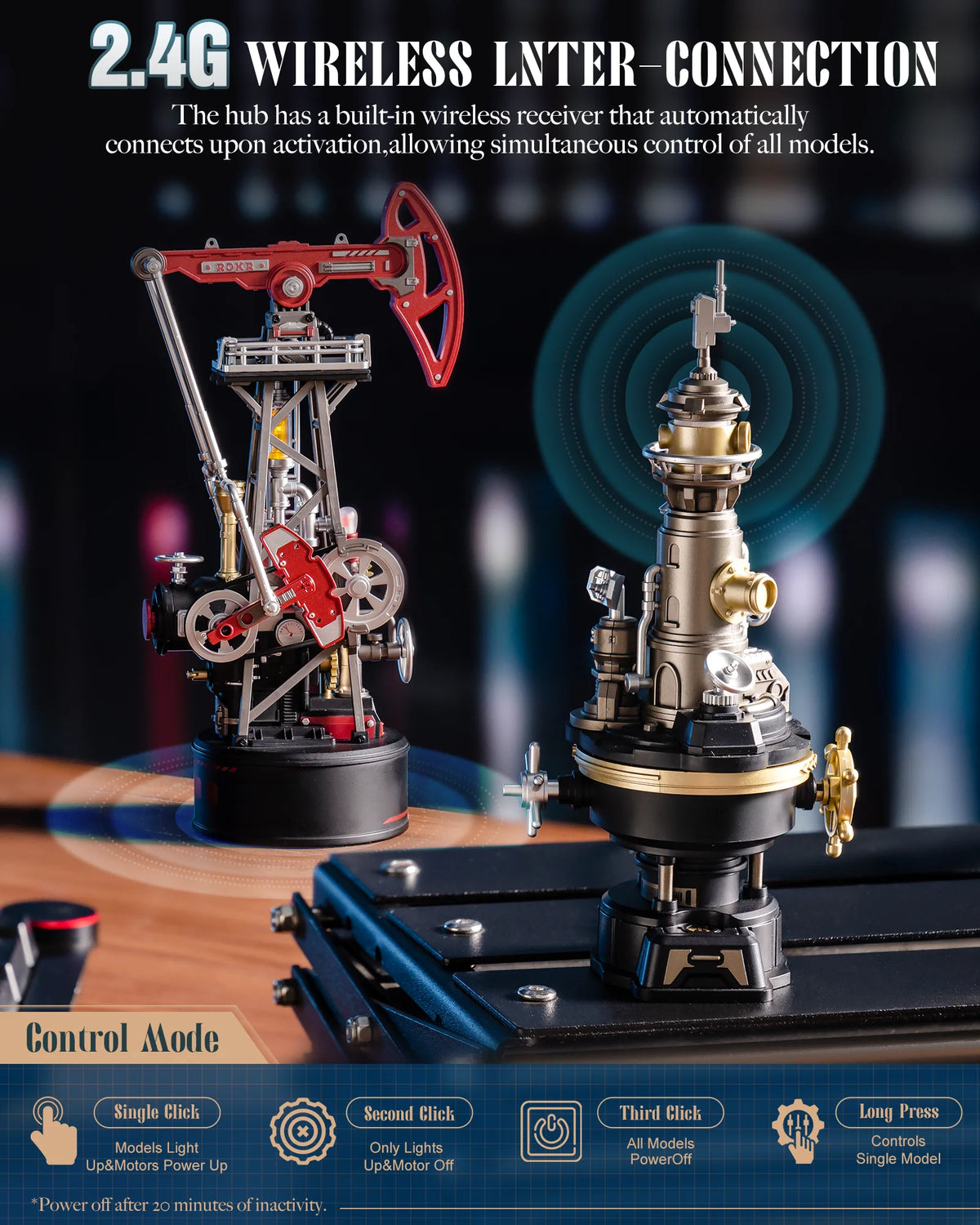 ROKR Navi Lighthouse Mechanical 3D Puzzle with Light, DIY Metal Toy Assembly Kit, Adult Gift, Connectable to Mechmix Series