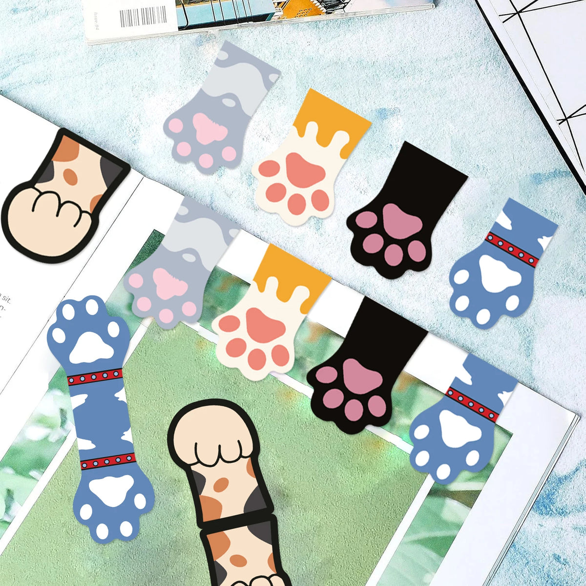 5pcs Simple And Fun Cat Paw Magnetic Bookmarks Reading Items Page Holder Stationery Office Supplies Book For Pages Books Readers