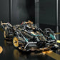 A 523-piece set of black and gold, aerodynamic sports car DIY building blocks, suitable for office/home decor and assembly toys.