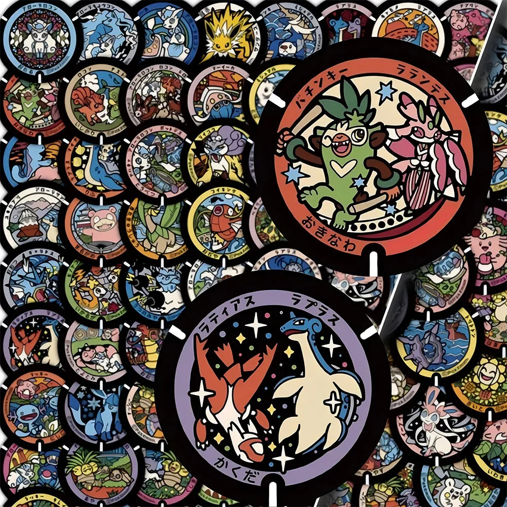 50/108Pcs Kawaii Pokemon Stickers Cute Pikachu Eevee Cartoon Decals for Laptop Phone Scrapbook Waterproof Kids Toy