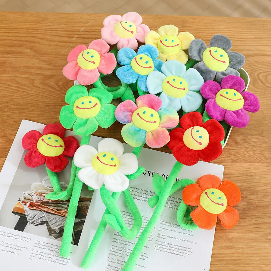 Cartoon Simulation Flower Plush Toy Sun Flower Rose Plant Home Decor PP Cotton Soft Toys Curtain Hook