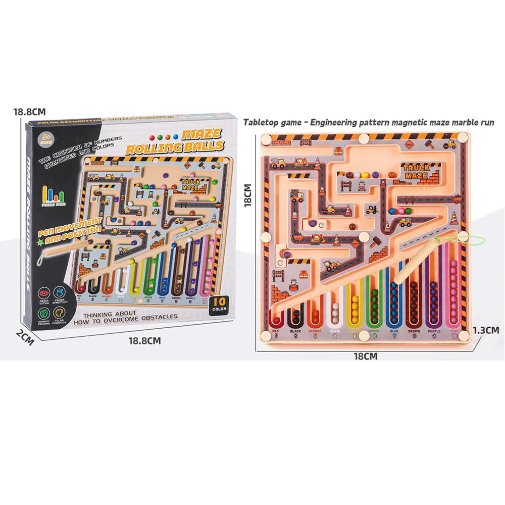 A magnetic maze advanced rolling ball math logic thinking classification cognitive educational toy for early childhood education, visual and intellectual development, hands-on and brain use